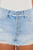 Kancan Distressed Button Fly Denim Shorts - ONLINE ONLY