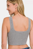 Zenana Ribbed Square Neck Cropped Tank - ONLINE ONLY