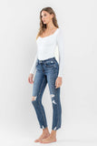 Mid Rise Distressed Crop Slim Straight Jeans - ONLINE ONLY - SHIPS IN 1-4 DAYS