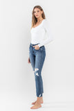 Mid Rise Distressed Crop Slim Straight Jeans - ONLINE ONLY - SHIPS IN 1-4 DAYS