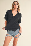 Jamy Collared Short Sleeve Top - ONLINE ONLY 1-4 DAYS SHIPPING