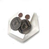 Cappuccino Printed Acrylic Disc Earrings - ONLINE ONLY SHIPS IN 1-4 DAYS