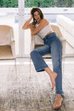 High Rise Wide Leg Jeans with Trouser Hem Detail - ONLINE ONLY - SHIPS IN 1-4 DAYS