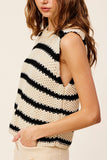 Chunky Stripe Sleeveless Sweater Top - ONLINE ONLY 1-4 DAYS SHIPPING