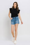 High Rise Distressed Hem A-Line Shorts - ONLINE ONLY 1-4 DAYS SHIPPING