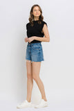 High Rise Distressed Hem A-Line Shorts - ONLINE ONLY 1-4 DAYS SHIPPING