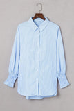 Stripe Smocked shirred oversized shirt blouse - ONLINE ONLY 1-4 DAYS SHIPPING