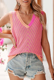 Pink Abstract Stripe Chevron knit sleeveless top - ONLINE ONLY 1-4 DAYS SHIPPING