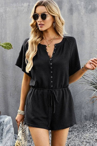 Womens V Neck Knit Sleeve One Piece Jumpsuits - ONLINE ONLY SHIPS IN 1-4 DAYS