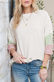 Ribbed Stripe Drop shoulder half sleeve top blouse - ONLINE ONLY 1-4 DAYS SHIPPING