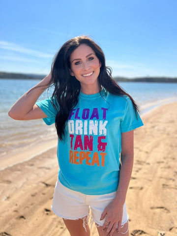 Float Drink Tan Repeat Tee - ONLINE ONLY 1-4 DAYS SHIPPING