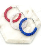 Red Glitter Hoop Earrings Independence Day - ONLINE ONLY SHIPS IN 1-4 DAYS