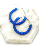 Royal Blue Glitter Hoop Earrings Independence Day - ONLINE ONLY SHIPS IN 1-4 DAYS