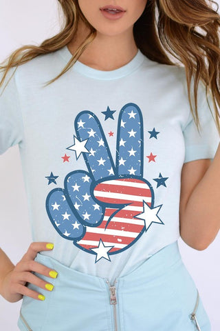 USA Peace Hand Sign Graphic T Shirts - ONLINE ONLY- 1-4 DAYS SHIPPING