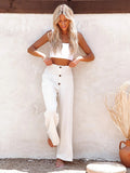 Full Size Decorative Button High Waist Pants- Ships 5-10 days •Sizes: S-3XL