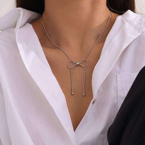 Stainless Steel Bow Necklace - ONLINE ONLY