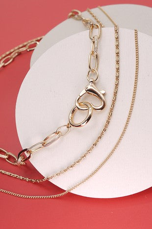 HEART CLASP LINK CHAIN MULTI LAYER NECK - IN-STORE
