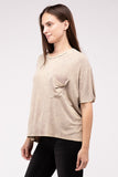 Washed Ribbed Cuffed Short Sleeve Round Neck Top - ONLINE ONLY - 1-4 DAY SHIPPING