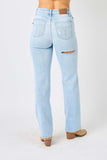 Judy Blue Full Size High Waist Distressed Straight Jeans - ONLINE ONLY