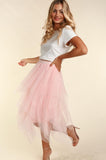 ASYMMETRIC TIERED TULLE MIDI SKIRT WITH LINING - ONLINE ONLY SHIPS IN 1-4 DAYS