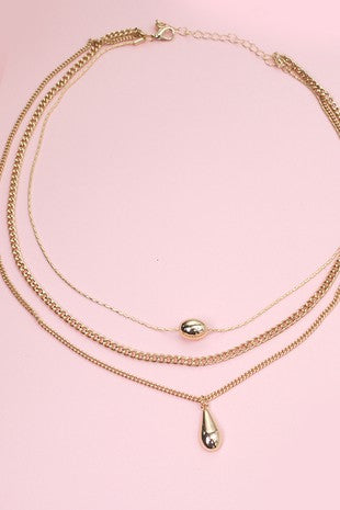 OVAL TEARDROP MULTI LAYER NECKLACE - IN-STORE