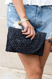 Fold Over Straw Clutch - ONLINE ONLY SHIPS IN 1-4 DAYS