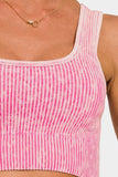 Zenana Ribbed Square Neck Wide Strap Tank - ONLINE ONLY