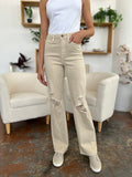 Judy Blue Full Size High Waist Distressed Wide Leg Jeans 2-5 Day Shipping - Returns Available at Store