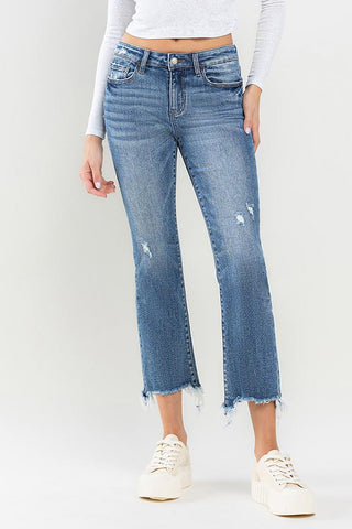 Lovervet Mid Rise Frayed Hem Jeans - ONLINE ONLY