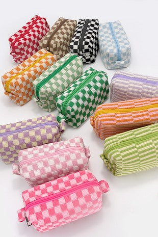 CHECKERED MAKEUP POUCH BAG - IN-STORE