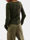 Exposed Seam Round Neck Long Sleeve T-Shirt - ONLINE ONLY - 7-10 SHIPPING