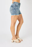 Judy Blue Full Size Button Fly Raw Hem Denim Shorts - ONLINE ONLY