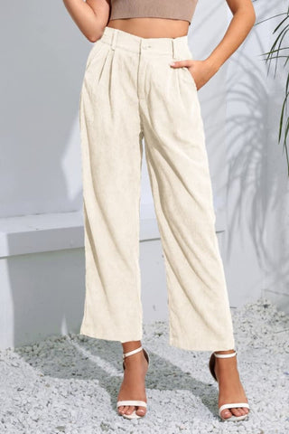 Buttoned  Straight Hem Long Pants - ONLINE ONLY
