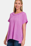 Zenana Waffle Exposed-Seam Short Sleeve T-Shirt - ONLINE ONLY - 7-10 DAY SHIPPING