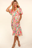 Haptics Tiered Floral Midi Dress with Pockets 2-5 Day Shipping