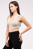 Washed Ribbed Cropped V-Neck Tank Top - ONLINE ONLY 1-4 DAYS SHIPPING