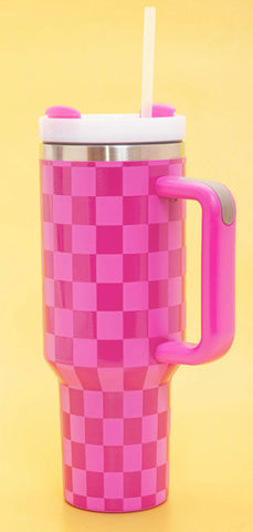 Pink Checkered Cup- IN-STORE
