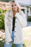 Gray Button Up Contrast Knitted Sleeves Hooded Jacket