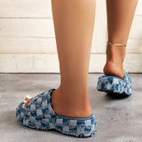 Plaid PU Leather Platform Sandals - ONLINE ONLY