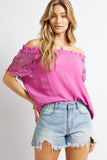 Crochet Lace Sleeveless Accent Off Shoulder Top - ONLINE ONLY - SHIPS 1-4 DAYS