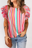 Printed Round Neck Butterfly Sleeve Top- ONLINE ONLY- 2-7 DAY SHIPPING