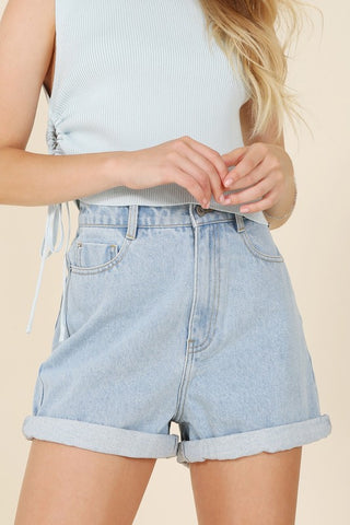 roll up denim shorts - ONLINE ONLY - SHIPS IN 1-4 DAYS