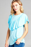 SOLID RUFFLE DETAIL CASUAL TOP - ONLINE ONLY - 1-4 DAY SHIPPING