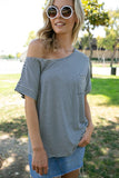 PIN STRIPE ONE SHOULDER BOXY TOP - ONLINE ONLY - 1-4 DAY SHIPPING