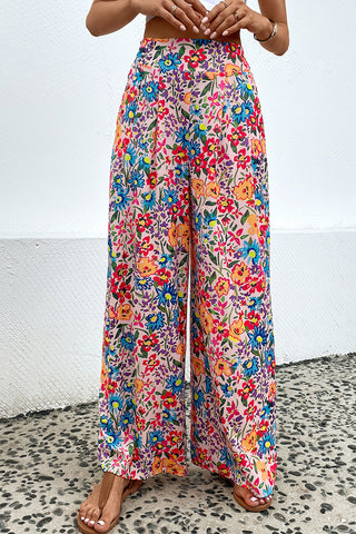 Floral Print Wide Leg Long Pants - ONLINE ONLY