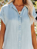 Button Up Collared Neck Short Sleeve Dress - ONLINE ONLY - 7-10 DAY SHIPPING