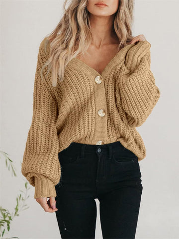 Button Up Long Sleeve Cardigan- •Online Only•Shipping up to 10 days •