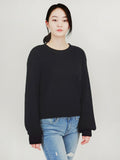Puff Bell Sleeve Waffle Knit Pullover Sweater Top - ONLINE ONLY 1-4 DAYS SHIPPING