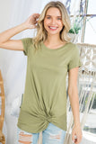 SOLID TWISTED BOTTOM TUNIC TOP - ONLINE ONLY 1-4 DAYS SHIPPING