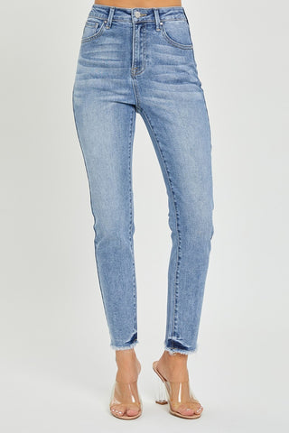 RISEN Full Size High Rise Frayed Hem Skinny Jeans - ONLINE ONLY